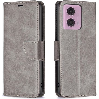 Mobigear Excellent Motorola Moto G24 Plånboksfodral med sedelfack - Grå