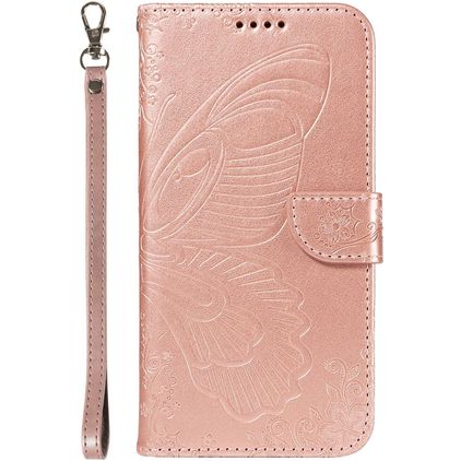 Mobigear Butterfly Samsung Galaxy S25 Ultra Funda tipo libro Cartera - Oro rosa