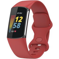 Mobigear Sport Dual Pasek Silikon do Fitbit Charge 5 Zapięcie na bolczyk - Czerwony