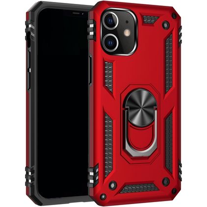 Mobigear Armor Ring iPhone 12 Pro Hard Case Back cover Shockproof with Ring Holder - Red