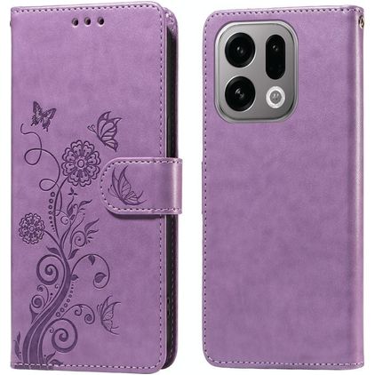 Mobigear Flowers OPPO Find X9 Capa livro Carteira - Roxo