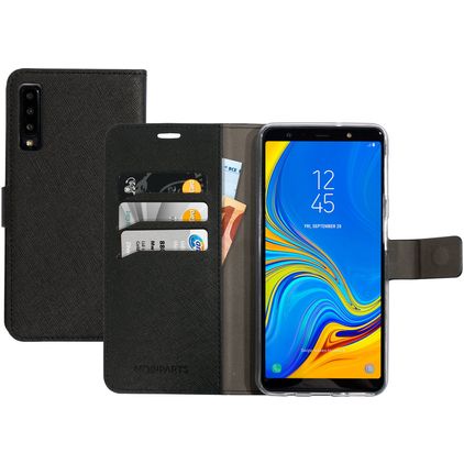 Mobiparts Saffiano Wallet Samsung Galaxy A7 (2018) Funda tipo libro Cartera - Negro