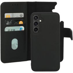Mobiparts Samsung Galaxy S23 FE Case Genuine Leather Detachable 2-in-1 Wallet Case Wallet - Black