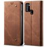 Mobigear Denim Slim Samsung Galaxy A21s Plånboksfodral med sedelfack - Brun