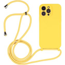 Mobigear Lanyard iPhone 14 Pro Silicona Funda con cuerda - Amarillo