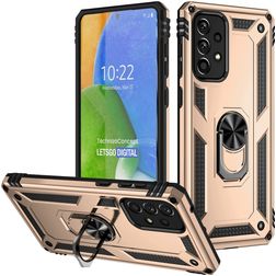 Mobigear Armor Ring Samsung Galaxy A73 Hard Case Back cover Shockproof with Ring Holder - Gold