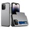 Mobigear Card iPhone 15 Pro Max Plástico rígido Capa traseira Antichoque com porta-cartões - Cinzento