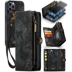 CaseMe 008 iPhone 12 Case Detachable 2-in-1 Wallet Case Wallet - Black