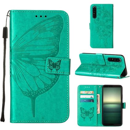 Mobigear Butterfly Sony Xperia 1 IV Knížkové pouzdro Peněženka - Zelená