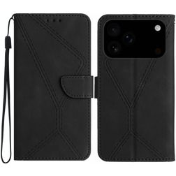 Mobigear Stitch iPhone 18 Pro Max Cover a libro portafoglio - Nero