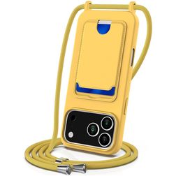 Mobigear Lanyard Card iPhone 17 Pro Max Silicone Case with lanyard and Card Holder - Yellow