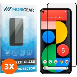 Mobigear Premium Google Pixel 5 Härdat glas Skärmskydd - Skalvänligt - Svart (3-pack)
