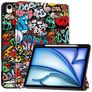 Mobigear Tri-Fold iPad Air 13 Inch (2025) Wallet case + Stylus Holder - Graffiti