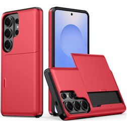 Mobigear Card Samsung Galaxy S26 Ultra Funda Plástico rígido Carcasa Antigolpes con tarjetero - Rojo