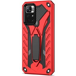 Mobigear Armor Stand POCO M4 Pro 5G Tvrdý plast Zadní kryt odolný proti nárazům se stojánkem - Červená