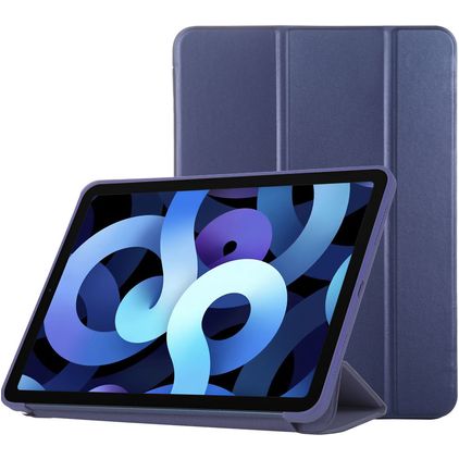 Mobigear Tri-Fold Gel iPad Air 4 (2020) TPU / Konstläder Plånboksfodral - Mörkblå