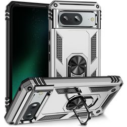 Mobigear Armor Ring Google Pixel 8a Hårdt Bagsidecover Stødsikkert med ringholder - Sølv