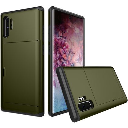 Mobigear Card Samsung Galaxy Note 10 Plus Hard Case Back cover Shockproof with Card Holder - Green