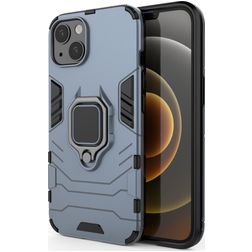 Mobigear Armor Ring iPhone 13 Hårdt Bagsidecover Stødsikkert med ringholder - Blå