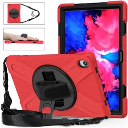 Mobigear SureGrip XGuard Lenovo Tab P11 Plus Gen 1 Plastica rigida / Silicone Back cover + Tracolla + Supporto - Rosso