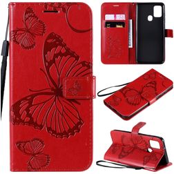Mobigear Butterfly Samsung Galaxy A21s Etui z klapką typu portfel - Czerwony