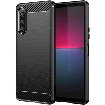 Mobigear Brushed Slim Sony Xperia 10 V TPU flessibile Back cover - Nero