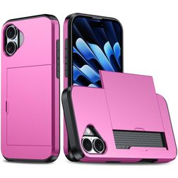 Mobigear Card iPhone 18 Hard Case Back cover Shockproof with Card Holder - Rose Red