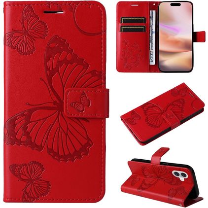 Mobigear Butterfly iPhone 16 Plus Wallet case - Red