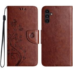 Mobigear Flowers Samsung Galaxy A56 Plånboksfodral med sedelfack - Brun