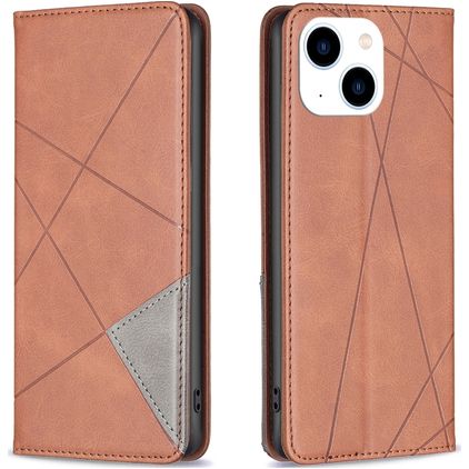 Mobigear Rhombus Slim iPhone 15 Etui z klapką - Brązowy