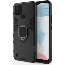 Mobigear Armor Ring Realme C21 Hårdt Bagsidecover Stødsikkert med ringholder - Sort