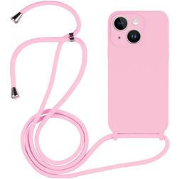 Mobigear Lanyard iPhone 14 Plus Silicone Cover con cordino - Rosa
