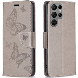Mobigear Butterfly Samsung Galaxy S24 Ultra Cover a libro portafoglio - Grigio