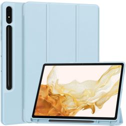 Mobigear Tri-Fold Gel Samsung Galaxy Tab S9 Plus TPU / Leatherette Wallet case + Stylus Holder - Blue