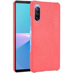 Mobigear Croco Sony Xperia 10 III Hardcase Etui plecki - Czerwony
