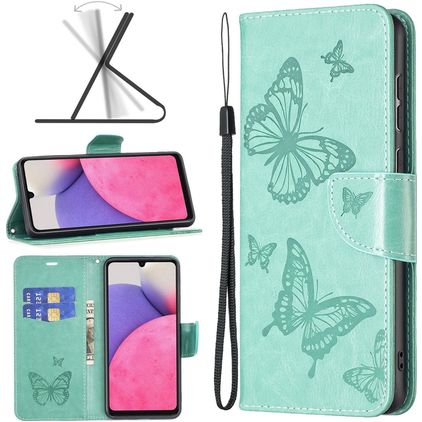 Mobigear Butterfly Samsung Galaxy A33 Wallet case - Turquoise