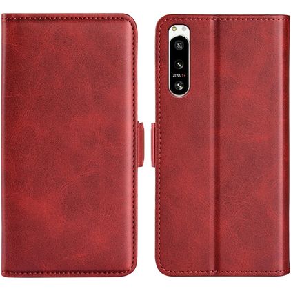 Mobigear Slim Magnet Sony Xperia 5 IV Pungetui med Seddelrum - Rød