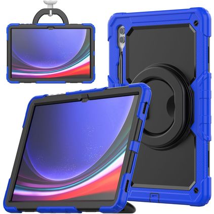 Mobigear RingGuard Samsung Galaxy Tab S10 Ultra Case Plastic / Silicone Back cover + Stylus Holder + Shoulder Strap + Stand - Blue