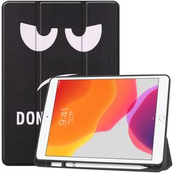 Mobigear Tri-Fold Gel iPad 8 (2020) TPU / Kunstlæder Pungetui + Stylus-holder - Do Not Touch