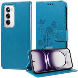 Mobigear Flowers OPPO Reno 12 Pro Cover a libro portafoglio - Blu