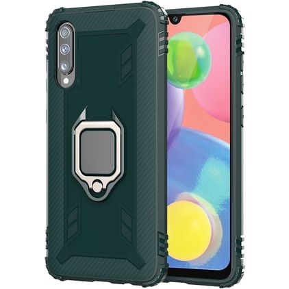 Mobigear Armor Ring Wiko View 4 Lite Funda Plástico rígido Carcasa Antigolpes con anillo - Verde