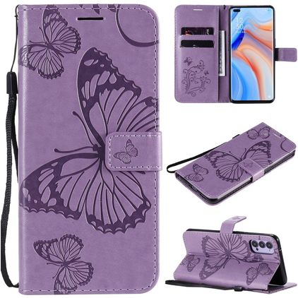 Mobigear Butterfly OPPO Reno 4 Plånboksfodral med sedelfack - Lila