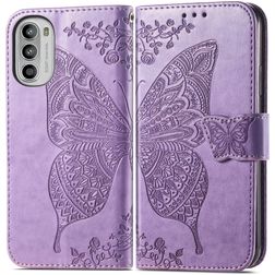 Mobigear Butterfly Motorola Moto G82 Pungetui med Seddelrum - Lilla