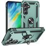 Mobigear Armor ring Samsung Galaxy S24 FE Hard Case Back cover Shockproof with Ring Holder - Green