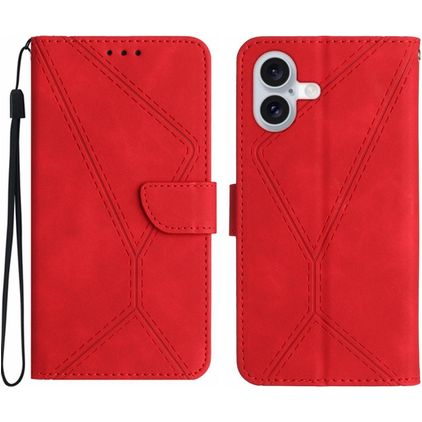 Mobigear Stitch iPhone 17 Plånboksfodral med sedelfack - Röd