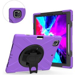 Mobigear SureGrip XGuard iPad Pro 13 Inch (2024) Case Plastic / Silicone Back cover + Stylus Holder + Shoulder Strap + Stand - Purple