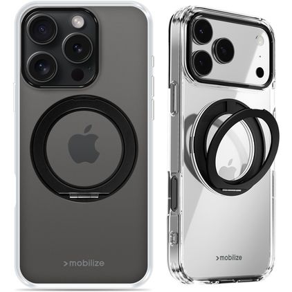 Mobilize 360 Rotating Ring iPhone 15 Pro Max MagSafe Kova Suojakuori + Sormuspidike - Musta