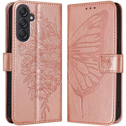 Mobigear Butterfly Samsung Galaxy M55 Funda tipo libro Cartera - Oro rosa