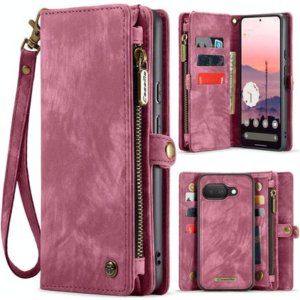CaseMe 008 Google Pixel 9a Cover Aftageligt 2-i-1-pungetui med Seddelrum - Rød