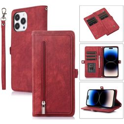 Mobigear Zipper iPhone 14 Pro Wallet case - Red